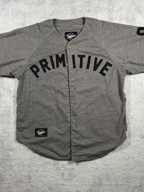 Primitive Men's Gray Baseball‎ Jersey with Black Lettering